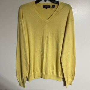 Bobby Jones Collection Lightweight Mens V Neck Size M Silk Cashmere Blend Yellow